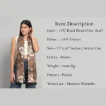 Brown Paisley Printed Women Long Scarves - Image 7