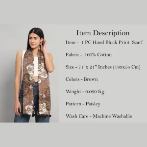 Brown Paisley Printed Women Long Scarves - Image 7