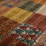 Brown Silk Patchwork Single Bedspread - Image 4