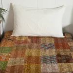 Brown Silk Patchwork Single Bedspread - Image 2