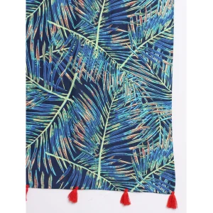 Butterfly Blue Leaf Printed Tassel Stoles - Image 5