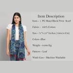 Butterfly Blue Leaf Printed Tassel Stoles - Image 7