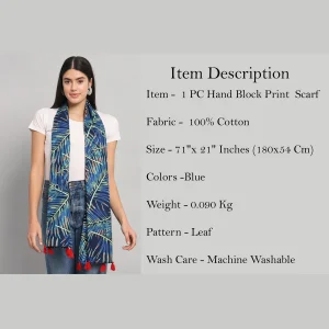 Butterfly Blue Leaf Printed Tassel Stoles - Image 7