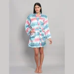Chevron Printed Nightwear Long Sleeve Bathrobe - Image 3