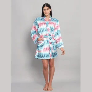 Chevron Printed Nightwear Long Sleeve Bathrobe - Image 3