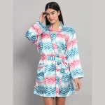 Chevron Printed Nightwear Long Sleeve Bathrobe - Image 2