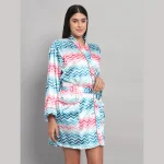 Chevron Printed Nightwear Long Sleeve Bathrobe - Image 5
