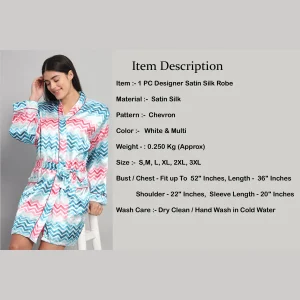 Chevron Printed Nightwear Long Sleeve Bathrobe - Image 8