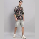 Goa Beach Wear Black Patchwork Oversized Men's Shirt - Image 4