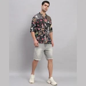 Goa Beach Wear Black Patchwork Oversized Men's Shirt - Image 4