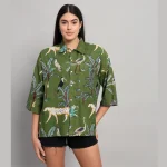 Green Short Sleeve Summer Loose Shirts For Women's - Image 2