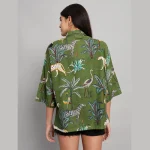 Green Short Sleeve Summer Loose Shirts For Women's - Image 9