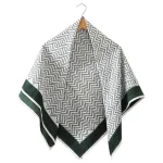 Green & White Zigzag Print Cotton Stole For Women & Men