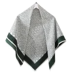 Green & White Zigzag Print Cotton Stole For Women & Men - Image 2