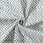 Green & White Zigzag Print Cotton Stole For Women & Men - Image 4
