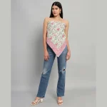 Hand Block Floral Printed Cotton Scarf - Image 4
