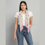 Hand Block Floral Printed Cotton Scarf - Image 5