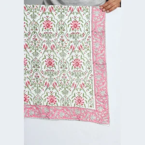 Hand Block Floral Printed Cotton Scarf - Image 7