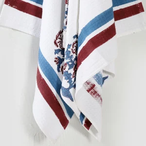 Hand Block Print Cotton Waffle Bath Towels - Image 6