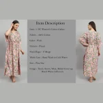 Handicraft Pink Floral Print Cotton Kaftan Dress - Image 7