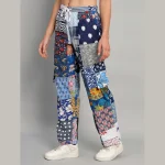 Handmade Blue Patchwork Cotton Trousers/Pants - Image 4