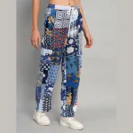 Handmade Blue Patchwork Cotton Trousers/Pants - Image 5