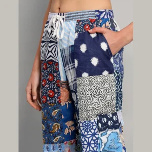 Handmade Blue Patchwork Cotton Trousers/Pants - Image 6