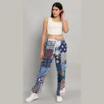 Handmade Blue Patchwork Cotton Trousers/Pants - Image 2