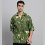 Handmade Green Forest Printed Cotton Shirts - Image 2