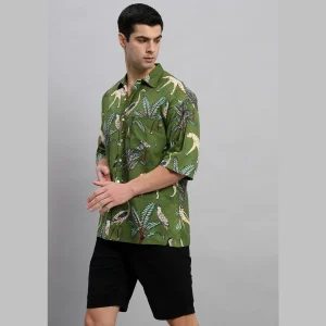 Handmade Green Forest Printed Cotton Shirts - Image 3