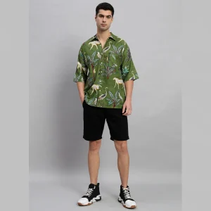 Handmade Green Forest Printed Cotton Shirts - Image 5