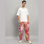 Handmade Pink Patchwork Baggy Pants For Men's - Image 2