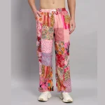 Handmade Pink Patchwork Baggy Pants For Men's - Image 6