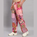 Handmade Pink Patchwork Baggy Pants For Men's - Image 5