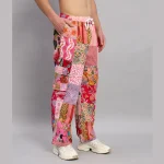 Handmade Pink Patchwork Baggy Pants For Men's - Image 4