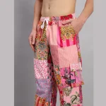 Handmade Pink Patchwork Baggy Pants For Men's - Image 3