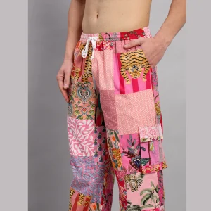 Handmade Pink Patchwork Baggy Pants For Men's - Image 3