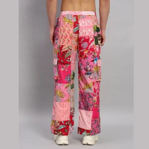 Handmade Pink Patchwork Baggy Pants For Men's - Image 7