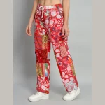 Handmade Red Patchwork Cotton Baggy Trousers - Image 4