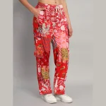 Handmade Red Patchwork Cotton Baggy Trousers - Image 5