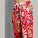 Handmade Red Patchwork Cotton Baggy Trousers - Image 6
