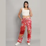 Handmade Red Patchwork Cotton Baggy Trousers - Image 2