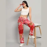Handmade Red Patchwork Cotton Baggy Trousers