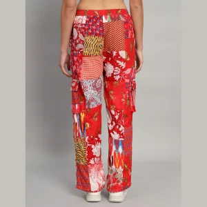 Handmade Red Patchwork Cotton Baggy Trousers - Image 7