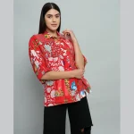 Indian Cotton Red Patchwork Women Shirts - Image 5