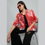 Indian Cotton Red Patchwork Women Shirts