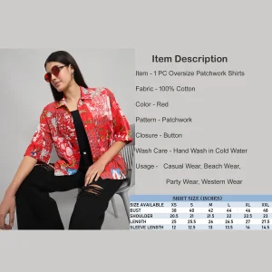 Indian Cotton Red Patchwork Women Shirts - Image 8