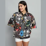 Indian Handmade Black Patchwork Cotton Shirt - Image 2