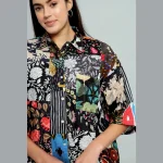 Indian Handmade Black Patchwork Cotton Shirt - Image 4