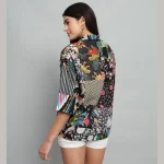 Indian Handmade Black Patchwork Cotton Shirt - Image 7